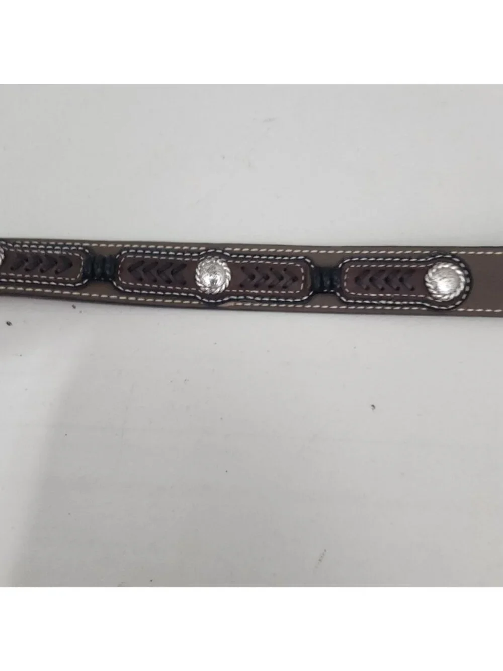 Cavenders Brown Leather Belt With Western Buckle & Detailing - Rodeo Style Pre-O